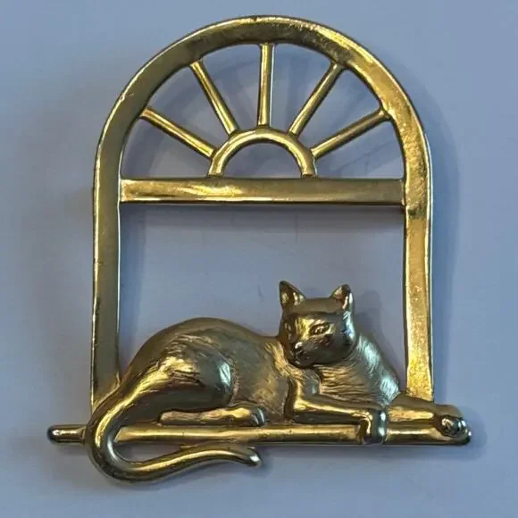 Lot of 3 Vintage JJ Jonette Marked Kitty Cat Lapel Pin Brooch Whimsical MCM - Picture 8 of 13